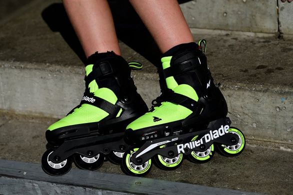 Купить Детские ролики с защитой Rollerblade Microblade Combo SE Neon Yellow/Black  раздвижные