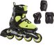 Детские ролики с защитой Rollerblade Microblade Combo SE Neon Yellow/Black  раздвижные 1