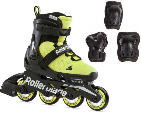 Купить Детские ролики с защитой Rollerblade Microblade Combo SE Neon Yellow/Black  раздвижные