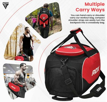 Спортивная сумка-рюкзак RDX Gym Kit 50 L для тренировок, Красный, Для тренировок, 50 L