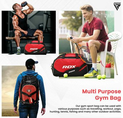 Спортивна сумка-рюкзак RDX Gym Kit 50 L для тренувань, Червоний, Для тренувань, 50 L