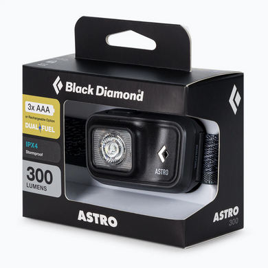 Налобный фонарь Black Diamond Astro Black 300 люмен, Черный, Налобные фонарики, Влагостойкий, Под заказ 8-10 дней, Налобный фонарь, 300 лм, Батарейки