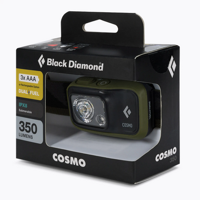 Налобний ліхтар Black Diamond Cosmo Olive 350 люмен, Зелений, Налобні ліхтарі, Вологостійкий, Під замовлення 8-10 днів, Налобний ліхтар, 350 лм, Батарейки