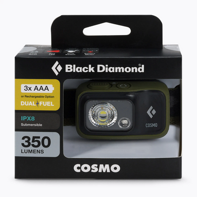 Налобний ліхтар Black Diamond Cosmo Olive 350 люмен, Зелений, Налобні ліхтарі, Вологостійкий, Під замовлення 8-10 днів, Налобний ліхтар, 350 лм, Батарейки